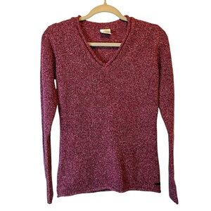 Columbia Sweater Women’s Small Purple/Pink V-Neck Pullover Cotton Blend EUC